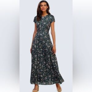 Gal Meets Glam Fan Floral Printed Charmeuse Maxi Dress Autumn Dress